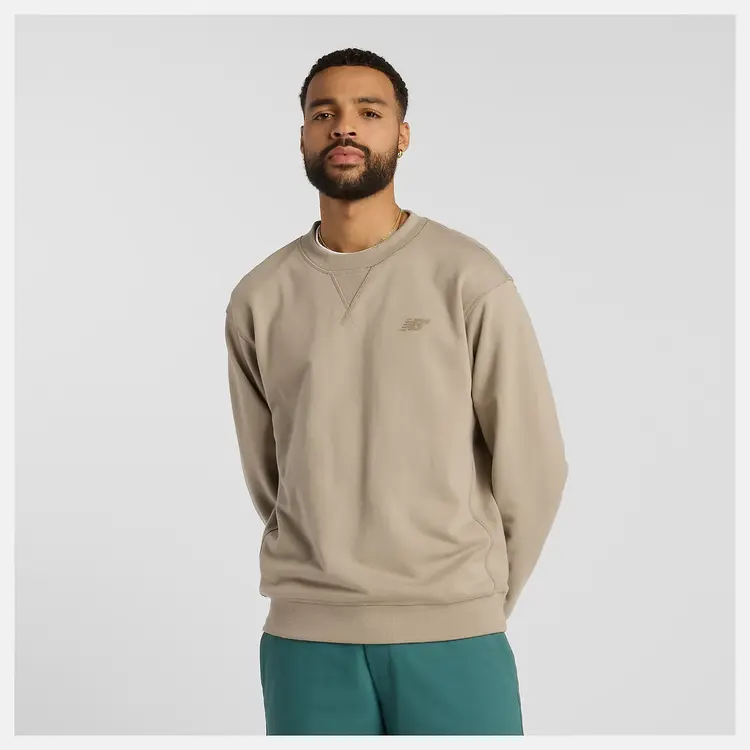 New Balance MEN'S FRENCH TERRY CREWNECK ARID STONE