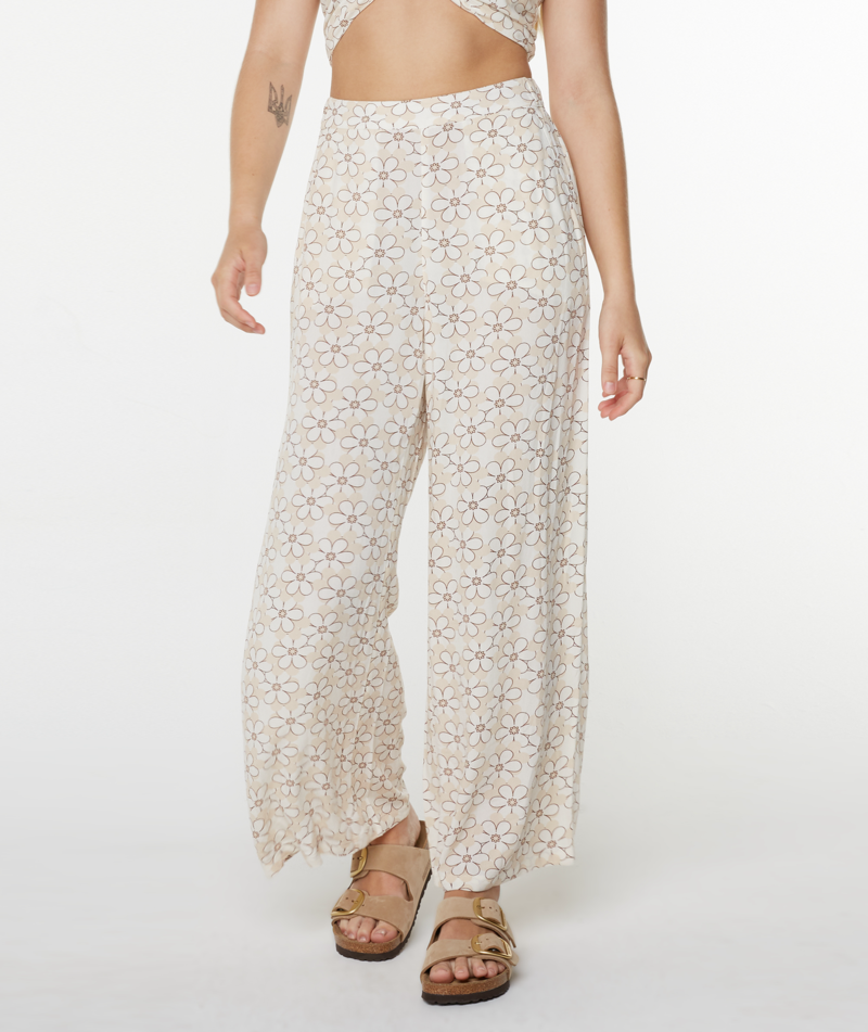 Roxy MIDNIGHT AVENUE PANTS SNOW WHITE DAISY DAZE PRINT