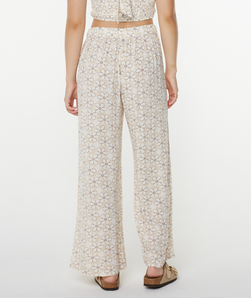 Roxy MIDNIGHT AVENUE PANTS SNOW WHITE DAISY DAZE PRINT
