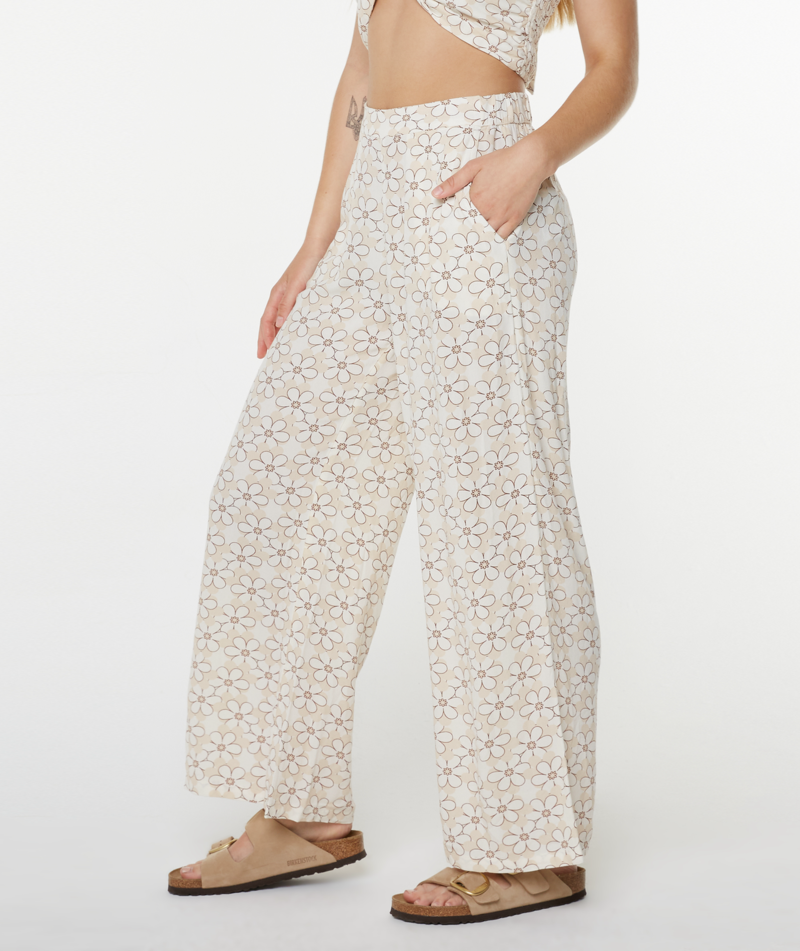 Roxy MIDNIGHT AVENUE PANTS SNOW WHITE DAISY DAZE PRINT