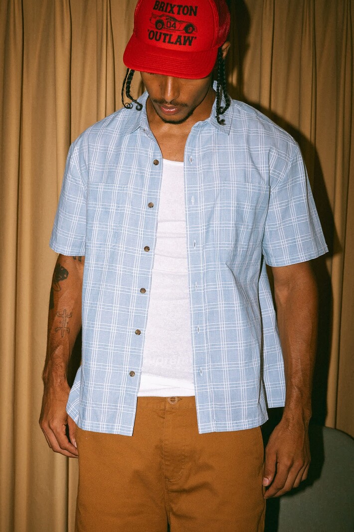 Brixton MEN'S CRU OXFORD PLAID RELAXED S/S SHIRT