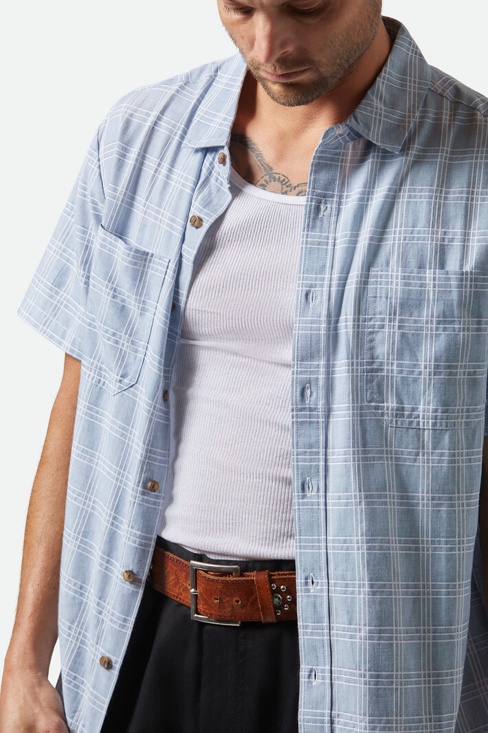Brixton MEN'S CRU OXFORD PLAID RELAXED S/S SHIRT
