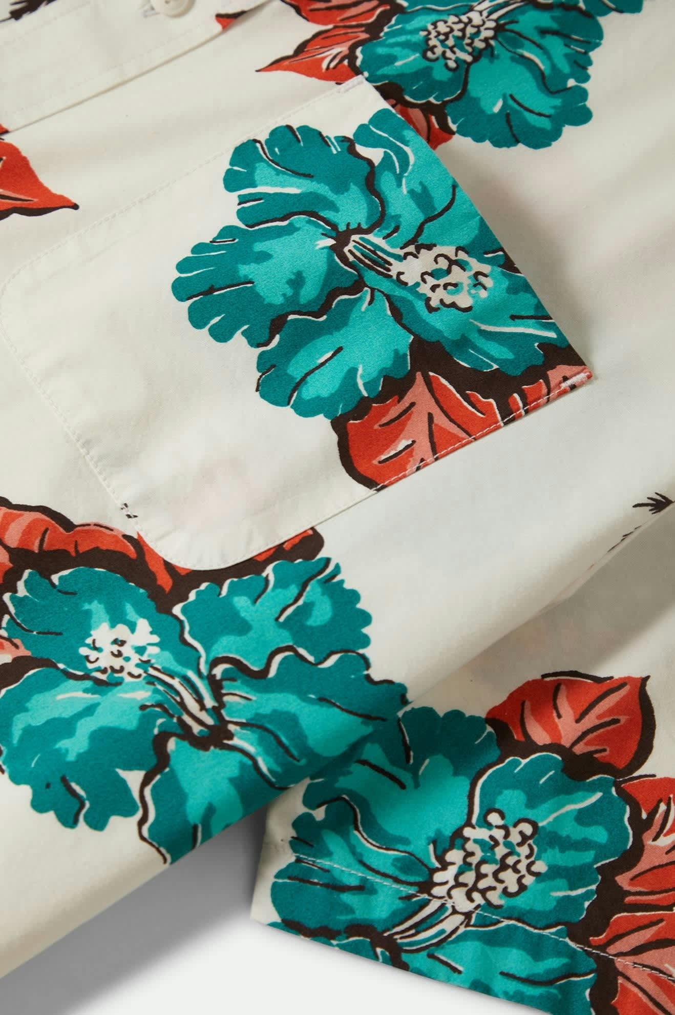 Brixton HOMMES CRU PRINT RELAXED S/S SHIRT OFF WHITE/AQUATIC GREEN FLORAL