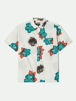 Brixton HOMMES CRU PRINT RELAXED S/S SHIRT OFF WHITE/AQUATIC GREEN FLORAL