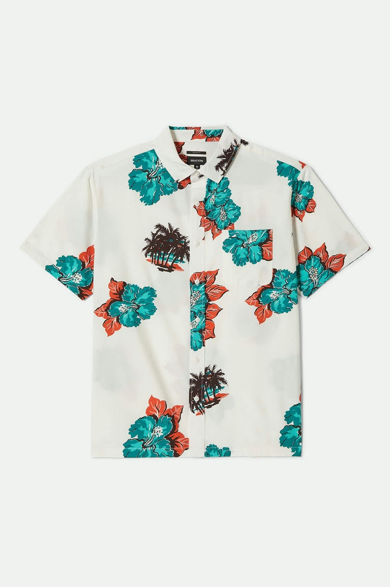 Brixton HOMMES CRU PRINT RELAXED S/S SHIRT OFF WHITE/AQUATIC GREEN FLORAL