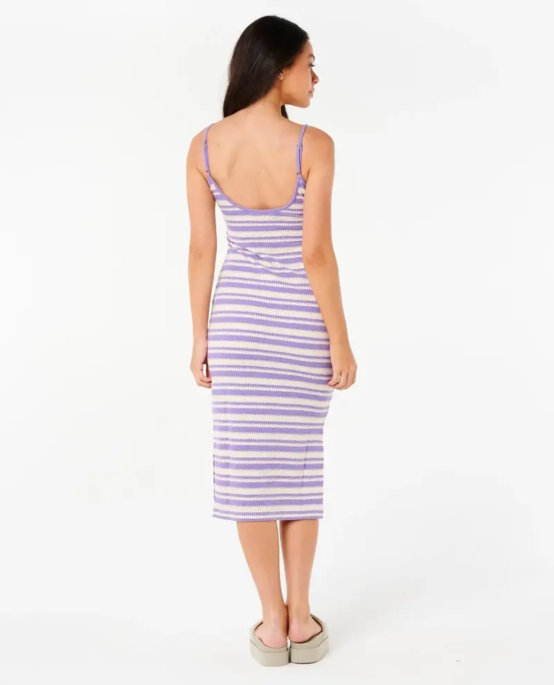 RIP CURL FEMMES BOBBI STRIPE MIDI DRESS WHITE/PURPLE