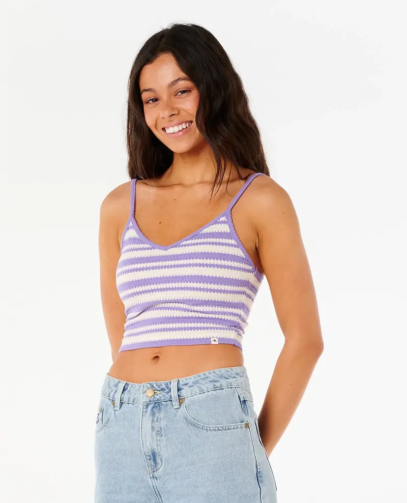 RIP CURL FEMMES BOBBI STRIPE TANK WHITE/PURPLE