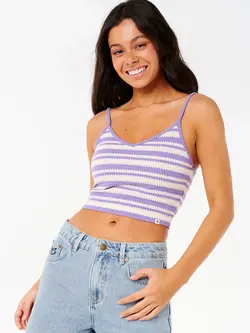 RIP CURL WOMEN'S BOBBI STRIPE TANK WHITE/PURPLE