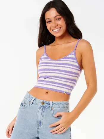 RIP CURL WOMEN'S BOBBI STRIPE TANK WHITE/PURPLE