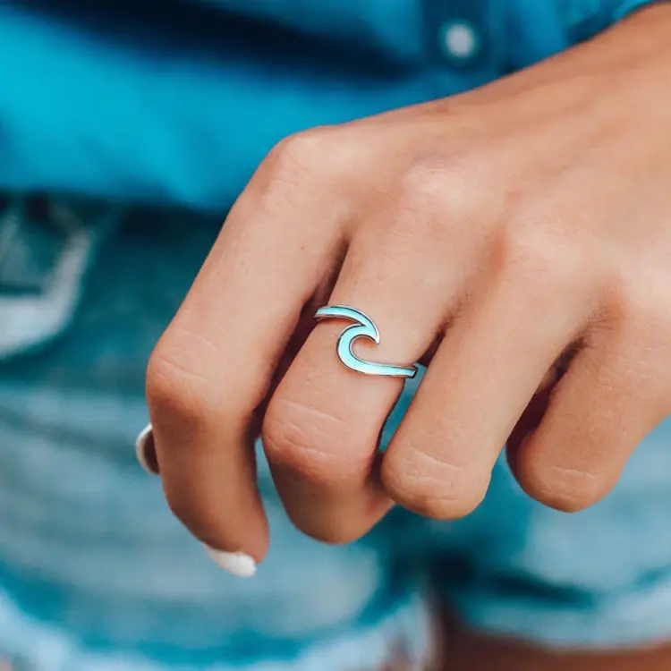 Puravida BAGUE ENAMELED WAVE SILVER