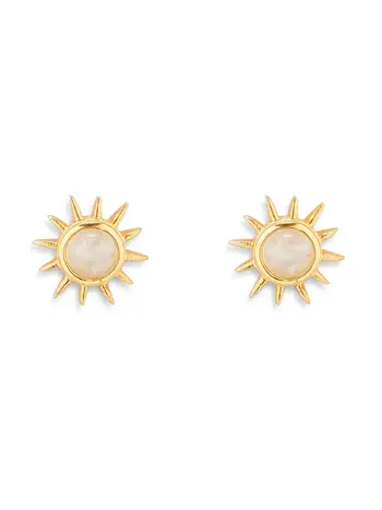 Puravida MOONSTONE SUNRAY STUD EARRINGS GOLD