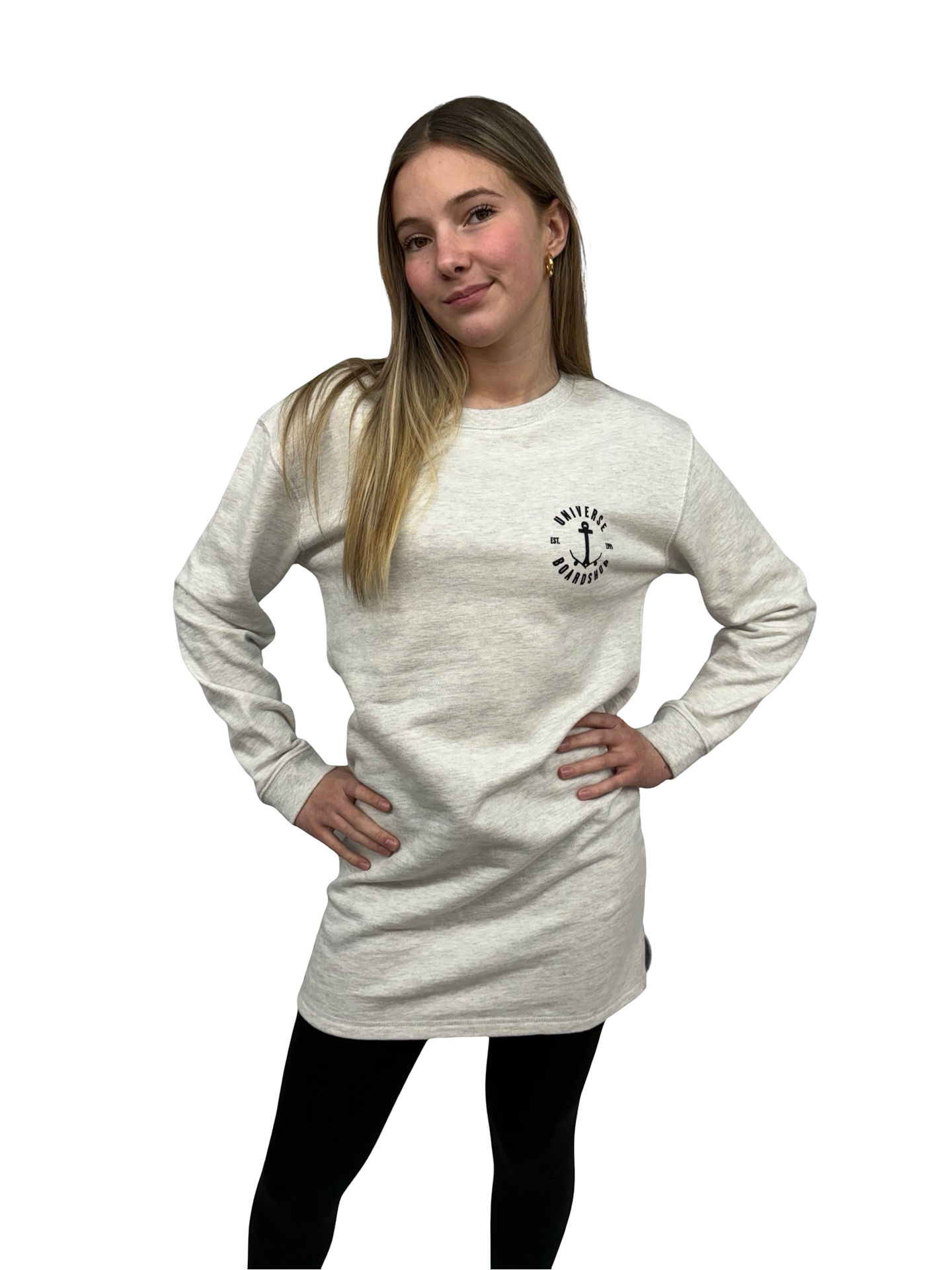 Universe Boardshop WOMEN'S ANCRE CREW DRESS LIGHT GREY HEATHER/BLACK