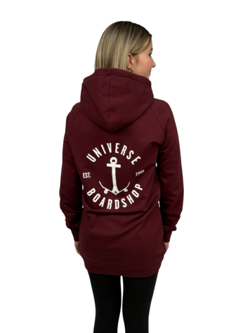 Universe Boardshop FEMMES ANCRE LONG PULLOVER HOODIE BURGUNDY/WHITE