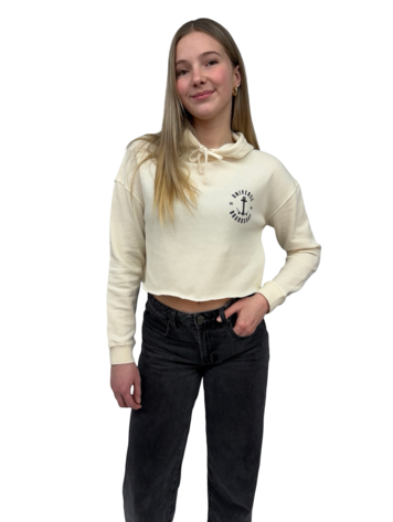 Universe Boardshop FEMMES ANCRE CROP HOOD PULLOVER CREAM/BLACK