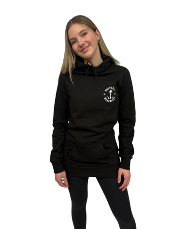 Universe Boardshop FEMMES ANCRE LONG PULLOVER HOODIE BLACK/WHITE