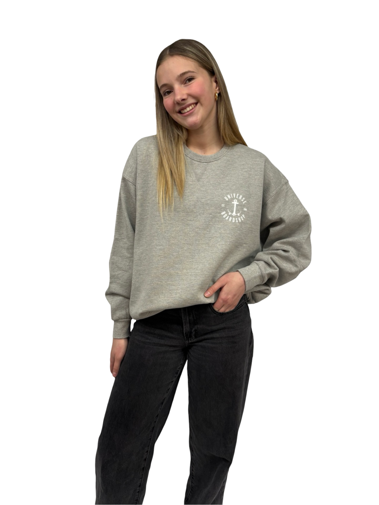 Universe Boardshop WOMEN'S ANCRE OVERSIZED CREWNECK GREY HEATHER/WHITE