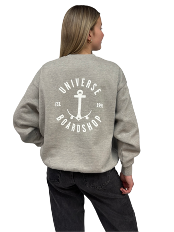 Universe Boardshop FEMMES ANCRE OVERSIZED CREWNECK GREY HEATHER/WHITE