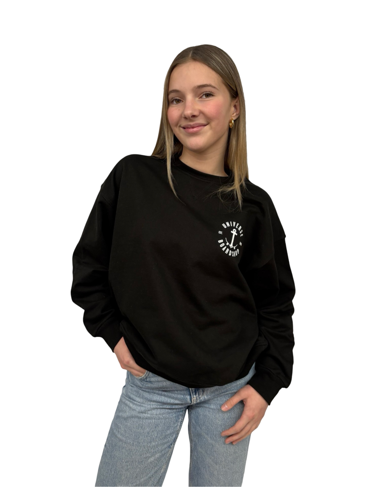 Universe Boardshop FEMMES ANCRE OVERSIZED CREWNECK BLACK/WHITE