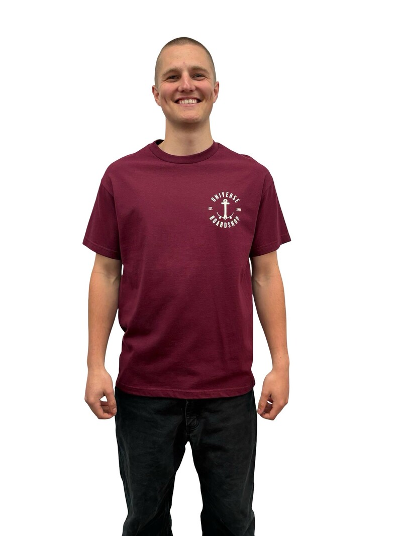 Universe Boardshop HOMMES ANCRE T-SHIRT BURGUNDY/SAND