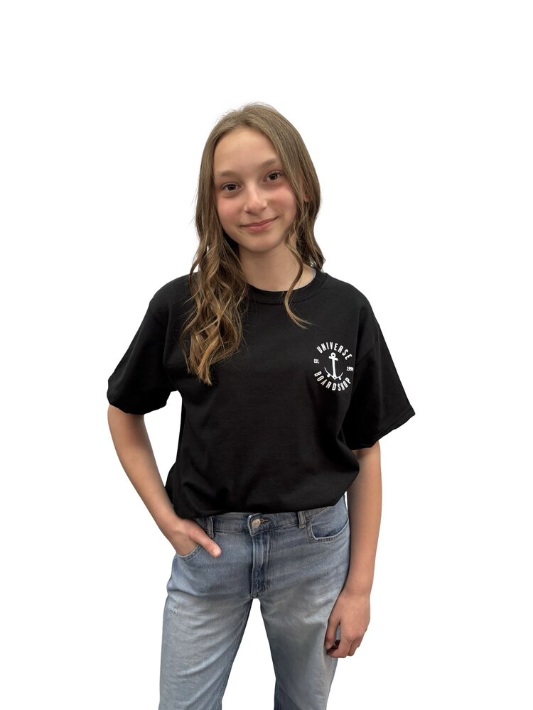 Universe Boardshop YOUTH ANCRE T-SHIRT BLACK/WHITE