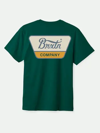 Brixton HOMMES LINWOOD S/S STANDARD T-SHIRT DEEP EMERALD/CHINA BLUE