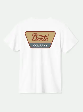 Brixton HOMMES LINWOOD S/S STANDARD T-SHIRT WHITE/RED OCHRE/CURRY YELLOW