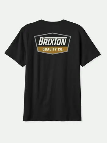 Brixton HOMMES REGAL S/S STANDARD T-SHIRT BLACK/OFF WHITE/METAL BRONZE