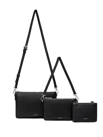 Pixie Mood DREA POUCHES SET BLACK PEBBLED