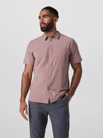 Vuori HOMMES SHORT SLEEVE BRIDGE BUTTON DOWN ZION ROSE WATER LILY