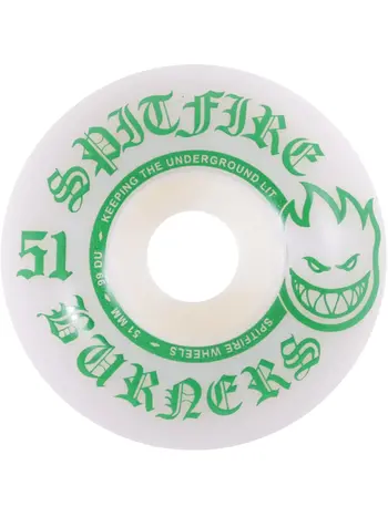 Spitfire wheels 99D BURNERS WHEELS WHITE/GREEN 51MM
