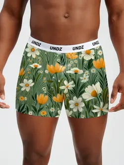 Undz MEN'S CLASSIC BOXER BAMBOO YELLOW FLOWERS
