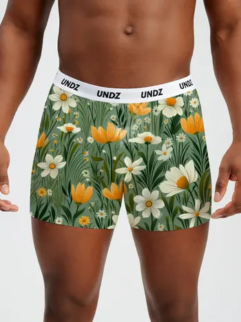 Undz HOMMES CLASSIC BOXER BAMBOO YELLOW FLOWERS