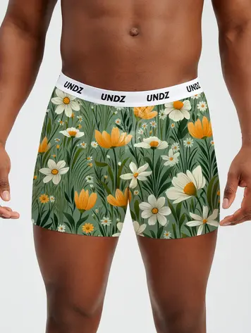 Undz MEN'S CLASSIC BOXER BAMBOO YELLOW FLOWERS