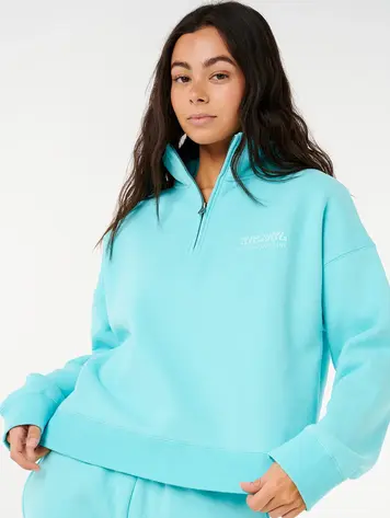 RIP CURL WOMEN'S SURF PUFF 1/4 ZIP ELECTRIC BLUE