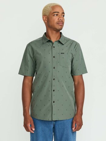 Volcom MEN'S BANKSTONE SHORT SLEEVE SHIRT LIGHT OLIVE