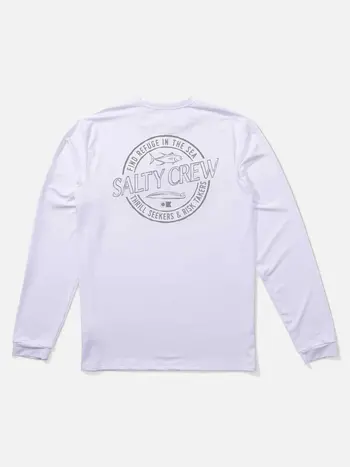 Salty crew MEN'S SKEWED LONG SLEEVE SUNSHIRT WHITE