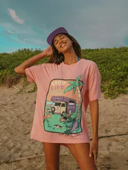 Notice the reckless GOOD LIFE CLUB OVERSIZED TEE PINK