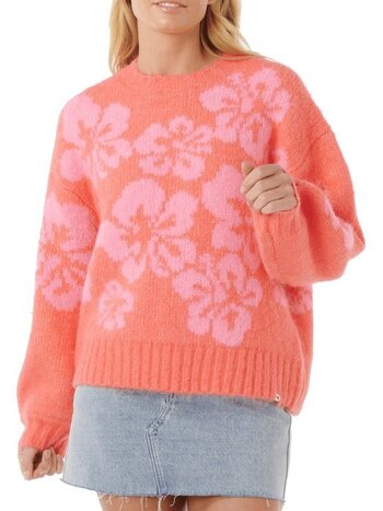 RIP CURL FEMMES HIBISCUS HEAT JACQUARD CREW WATERMELON