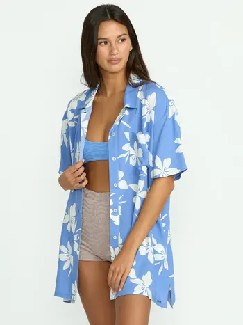 Volcom FEMMES COCO HO SHORT SLEEVE COVER UP DEEP WATER