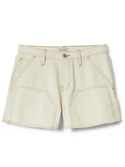 Brixton FEMMES ESSEX CUT OFF PAINTER SHORTS OFF WHITE