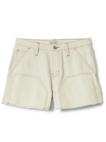 Brixton WOMEN'S ESSEX CUT OFF PAINTER SHORTS OFF WHITE