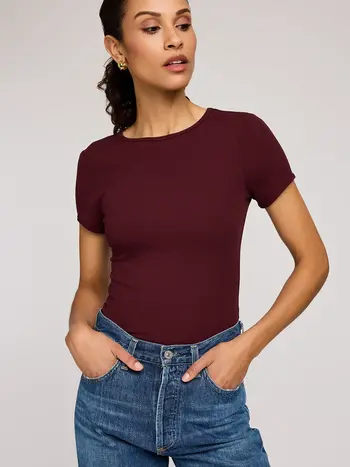 Gentle fawn WOMEN'S SHANIA RIBBED T-SHIRT MERLOT