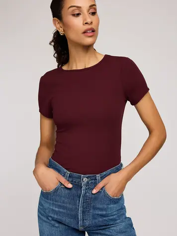 Gentle fawn FEMMES SHANIA RIBBED T-SHIRT MERLOT