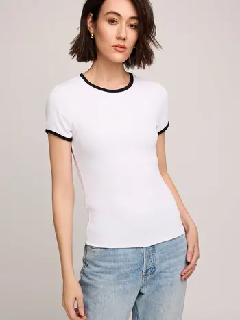 Gentle fawn SHANIA RIBBED T-SHIRT WHITE RINGER