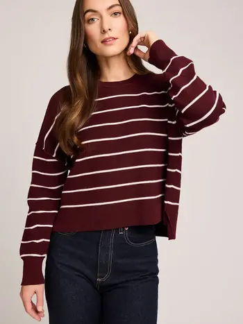 Gentle fawn WOMEN'S ECHO PULLOVER SWEATER MERLOT STRIPE