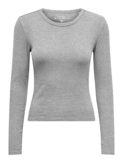 Only EASY LONG SLEEVE TOP LIGHT GREY MELANGE