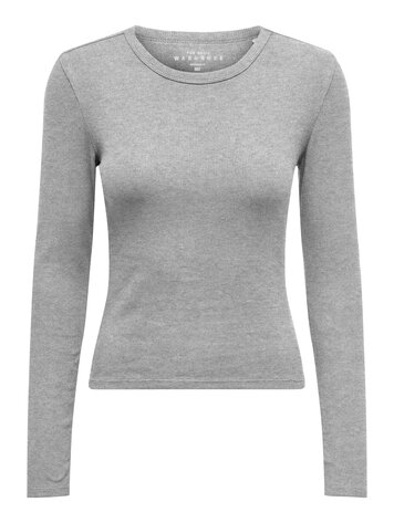 Only EASY LONG SLEEVE TOP LIGHT GREY MELANGE