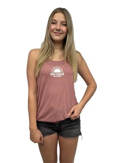 Universe Boardshop WOMEN'S SOLEIL RACER BACK TANK PINK/WHITE