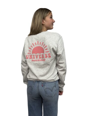 Universe Boardshop WOMEN'S SOLEIL CREWNECK LIGHT GREY HEATHER/PINK