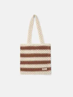 Rhythm COVE STRIPE CROCHET TOTE BAG CARAMEL
